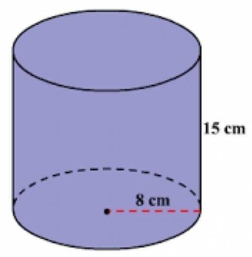 Find the VOLUME of the cylinder.
Show your work.