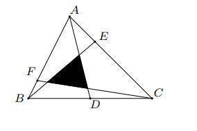 Triangle ABC is 252 cm². Point D is the midpoint of segment BC. Point E is on segment AC such that