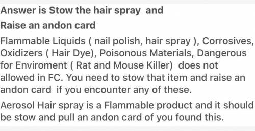 You are stowing items and come across an aerosol bottle of hairspray.what should you do?