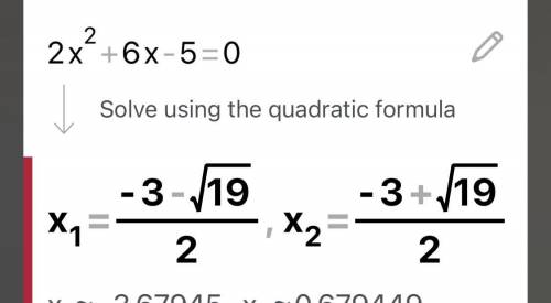 Giải phương trình sau:
2x^{2} + 6x - 5 = 0