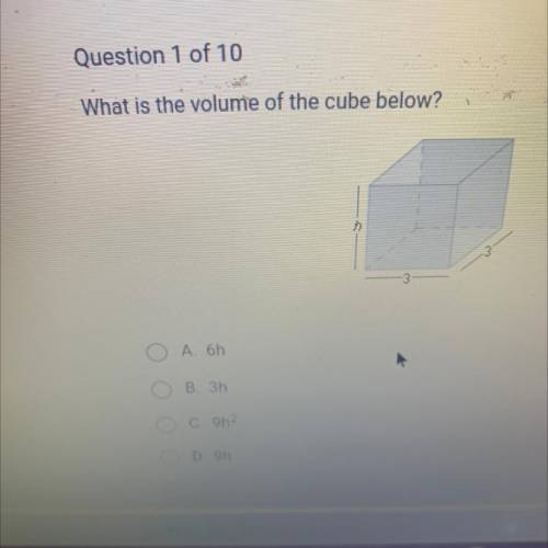 What is the volume of the cube below?