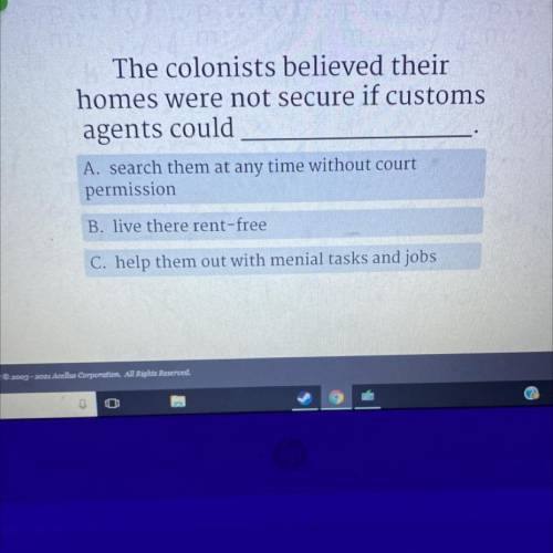 The colonists believed their homes were not secure if customs agents could