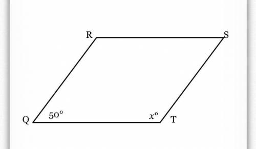 In parallelogram QRST if m∡TQR=50∘ find m∡STQ.