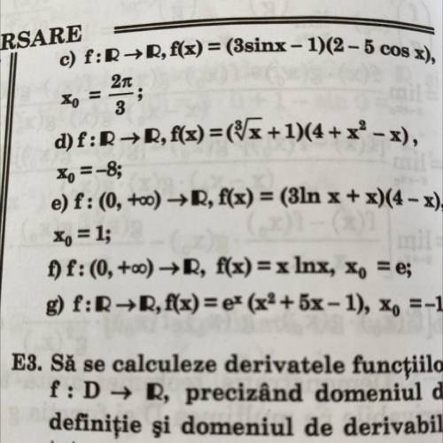 Sa se detremine derivatrle functiilor f si f’(x0) in punctul x0 specificat