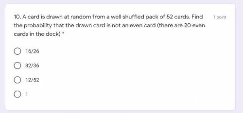 A card is drawn at random from a well shuffled pack of 52 cards. Find the probability that the draw
