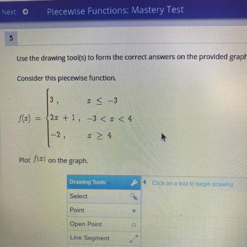 Use the drawing tools to form the correct answer on the provided graph.

Consider this piecewise f