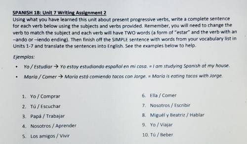 100POINTS

SPANISH 1B: Unit 7 Writing Assignment 2 Using what you have learned this unit abo
