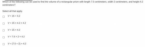 Which of the following can be used to find the volume?