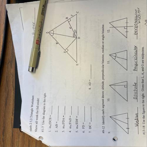 Math 2 5.3 Triangle worksheet 1-8