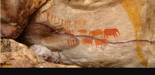Help ASAP I GIVE YOU BRAINLEST

What does the painting show?
A. early humans fighting rival hunter