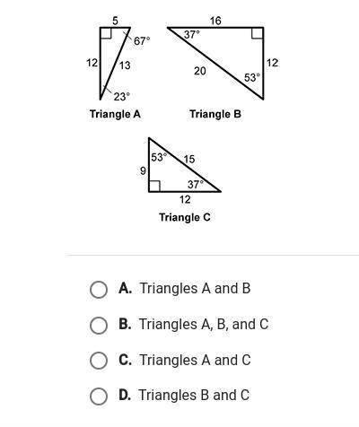 PLEASE HELP!! :0
q- what triangles are similar?