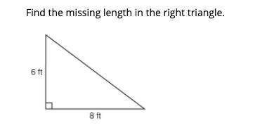 Find the missing length in the right triangle.