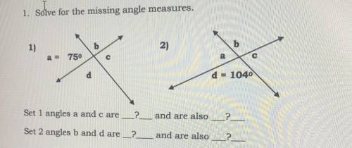 Solve for the missing angle measures.