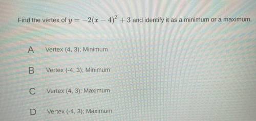 Whats the vertex of y=-2(x-4) to the power 2 plus 3