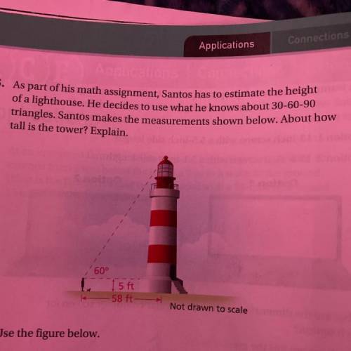 As part of his math assignment, Santos has to estimate the height

of a lighthouse. He decides to
