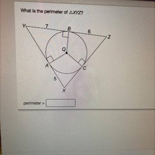 What is the perimeter of AXYZ?
7
B
N
A
c
5
X
perimeter
