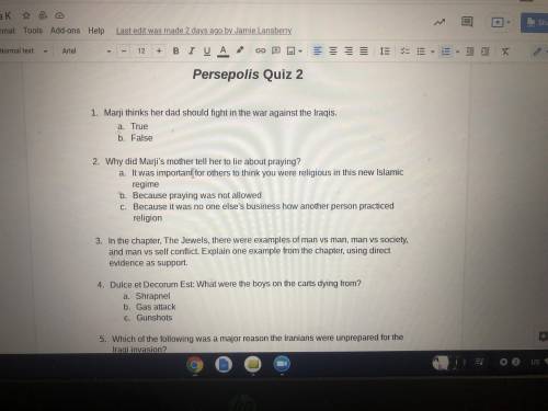 Has someone read persepolis? please help it’s my final grade