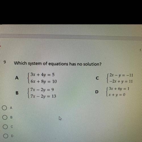 Which system of equations has no solution?