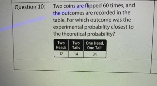 Do coins are flipped 60 times, and the outcomes are recorded in the table. For which outcome was ex