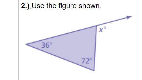 Plz help... Find the measure of the exterior angle. Justify your answer.