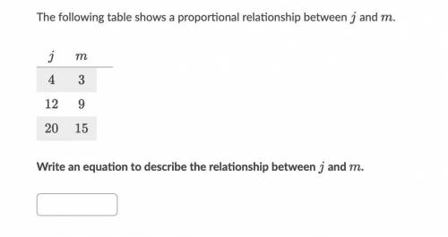 The following table shows a proportional relationship between j and m.