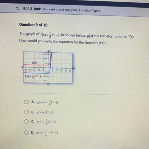 How would you Write the equation for the function g(x)?