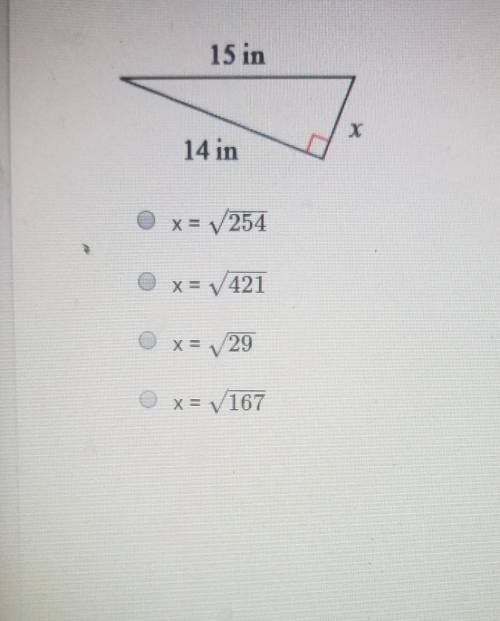 . Solve for the missing side in the right triangle below.​
