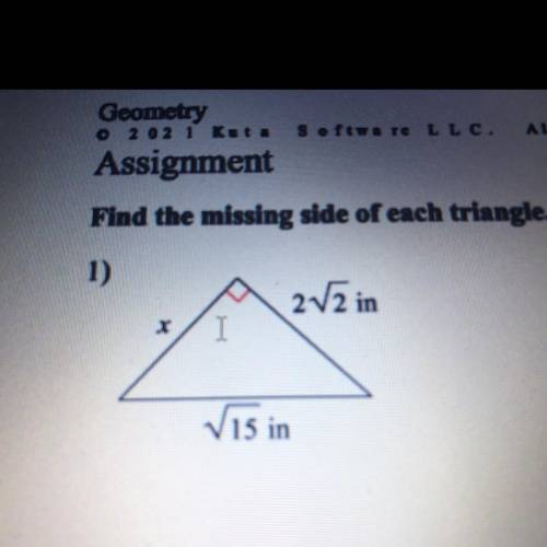 Find the missing side of the triangle and leave the answer in simplest radical form