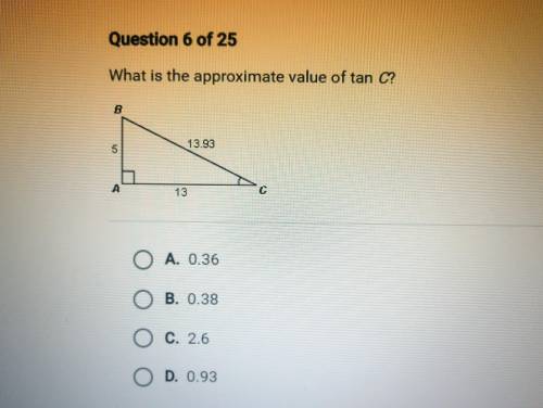 What is the approximate value of tan C?