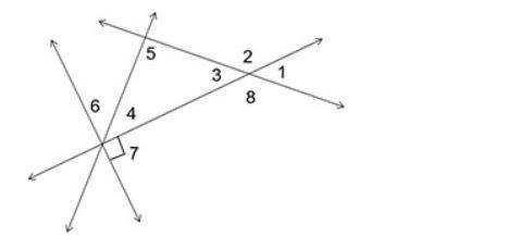 Identify complementary angles in the given figure.