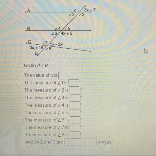 Given AllB

The value of xis
The measure of Z1 is
The measure of Z2 is
The measure of Z3 is
The m