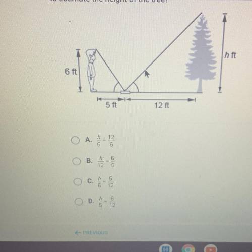 The figure shows a person estimating the height of a tree by looking at the top of the tree with a