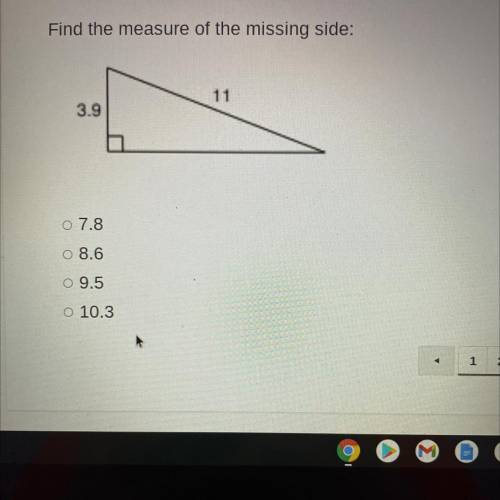 Find the measure of the missing side