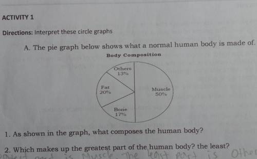ACTIVITY 1 Directions: Interpret these circle graphs

A. The pie graph below shows what a normal h
