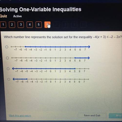 Which number line represents the solution set for the inequality ? HELP PLEASE