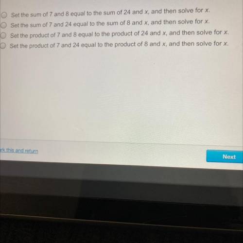 How can you solve for X in the proportion of7/8 equals X/24￼