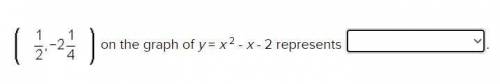 1/2, -2 1/4 on the graph of y = x 2 - x - 2 represents the

vertex
y-intercept
axis of symmetry
so