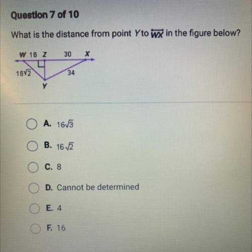 What is the distance from point Y to wx in the figure below? Help!!