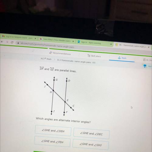 Which angles are alternate interior angles