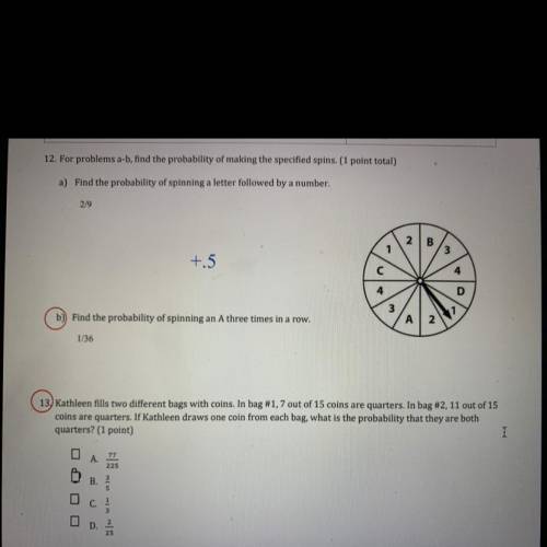 Find the probability of spinning an A three times