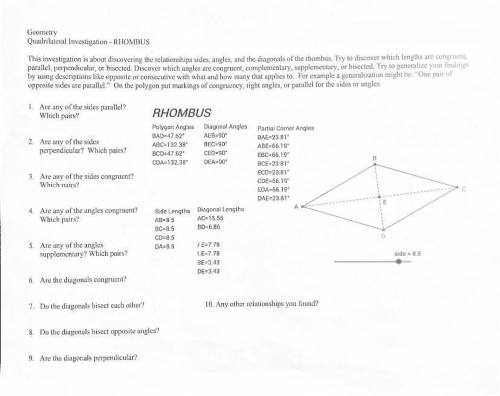 Geometry
Quadrilateral Investigation Rhombus
Please add an explanation too