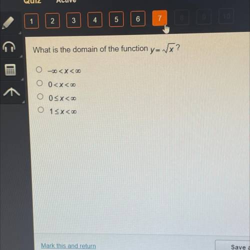 What is the domain of the function y=sort x?
O
O 0
O 0
o 1