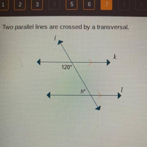 Two parallel lines are crossed by a transversal

What is the value of h?
A. H =60
B. H =80
C. H =1