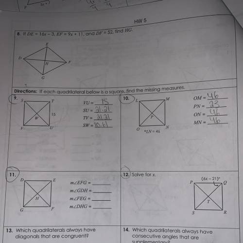 I need help with questions 11 and 12 please!