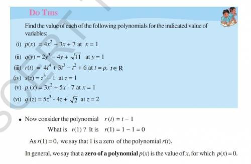 Find the value of each of the following polynomial:​