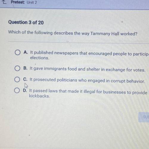 Which of the following describes the way Tammany Hall worked?