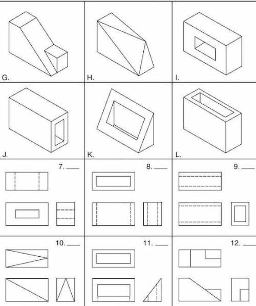 Reward

Study the pictorial views and match cach orthographic drawing with its pictorial d