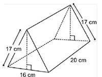 A candy bar box is in the shape of a triangular prism. The volume of the box is 2,400 cubic centime