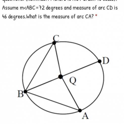 What is the measure of arc CA