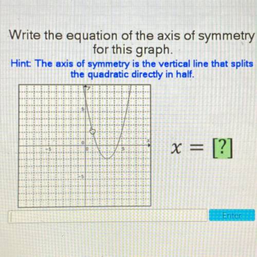 Write the equation to the axis of symmetry for this graph. help??